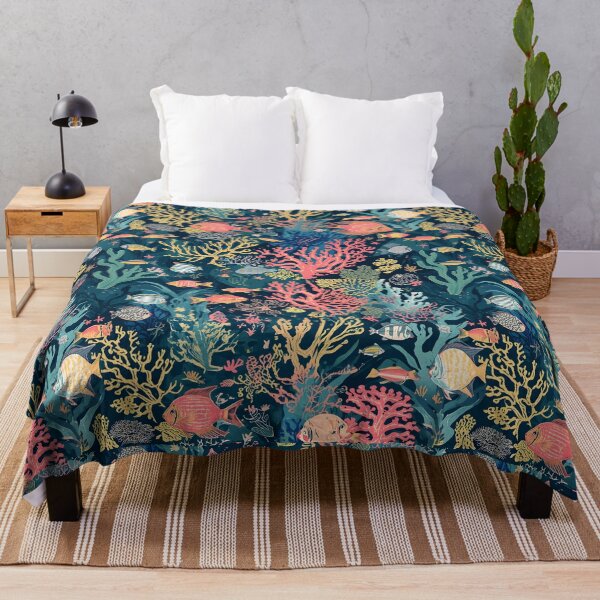Item preview, Twilight Reef: Midnight Ocean Botanical Pattern designed and sold by MoonlitDoodles1.