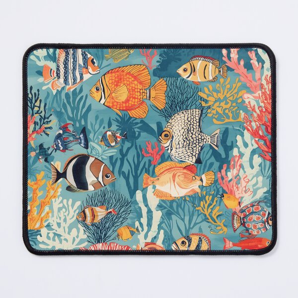 Item preview, Tropical Etching: Deep Teal Reefscape Pattern designed and sold by MoonlitDoodles1.