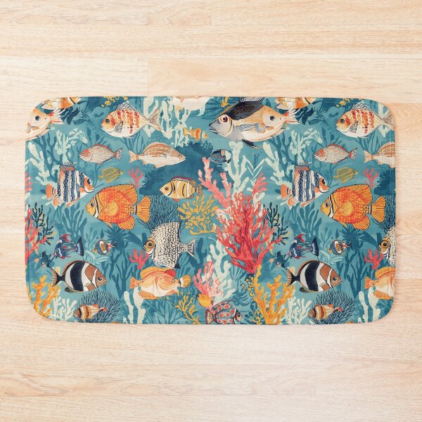 Item preview, Tropical Etching: Deep Teal Reefscape Pattern designed and sold by MoonlitDoodles1.