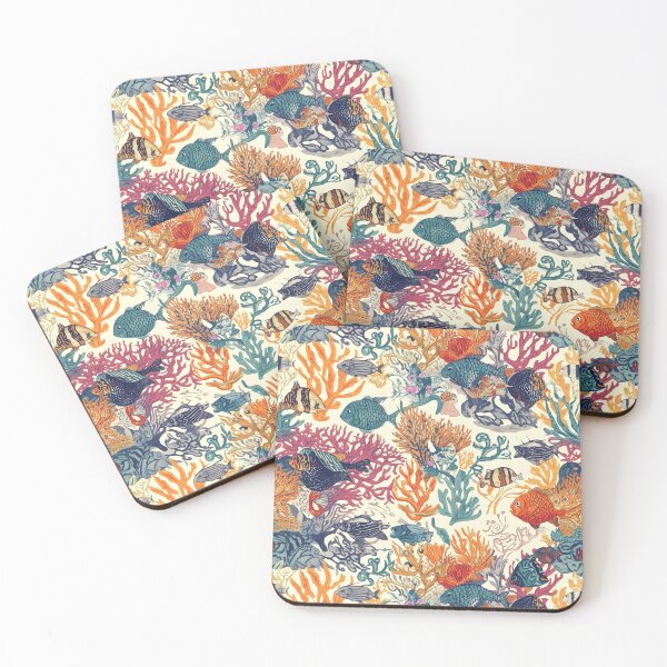 Item preview, Vintage Coastal: Textured Fish & Coral On Cream designed and sold by MoonlitDoodles1.