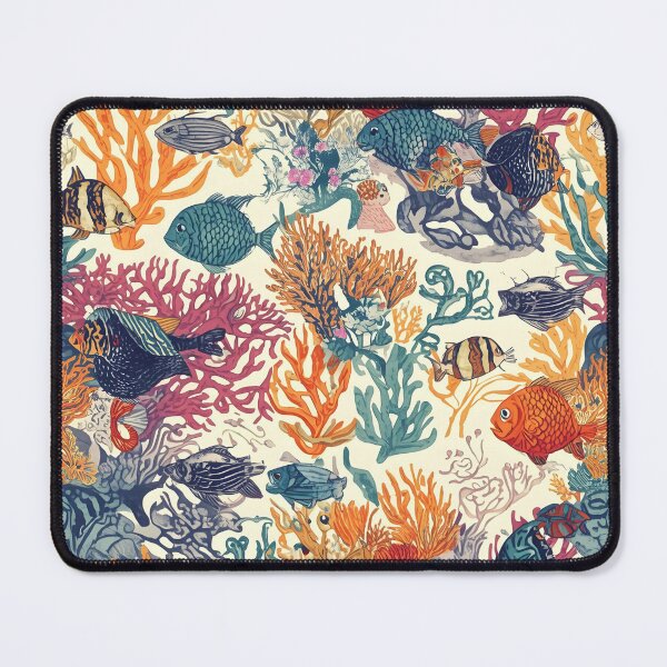 Item preview, Vintage Coastal: Textured Fish & Coral On Cream designed and sold by MoonlitDoodles1.