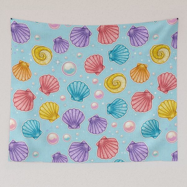 Item preview, Seashells Pattern Mermaid Watercolor Pastel Summer designed and sold by JOSTH.