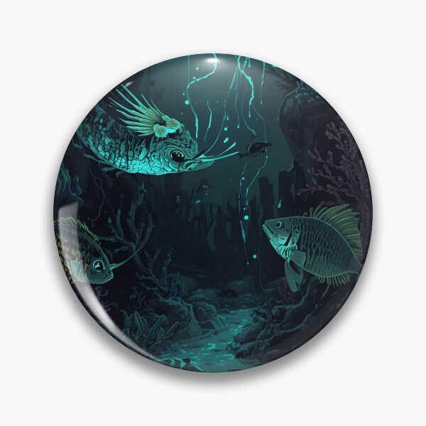 Item preview, Subterranean River of Light: Ethereal Deep Sea Cavern Pattern with Bioluminescent Fish designed and sold by MoonlitDoodles1.