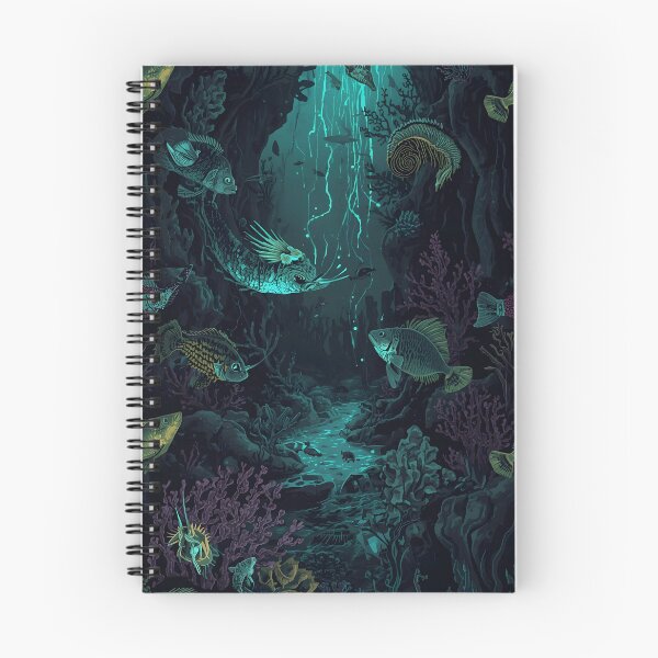 Item preview, Subterranean River of Light: Ethereal Deep Sea Cavern Pattern with Bioluminescent Fish designed and sold by MoonlitDoodles1.