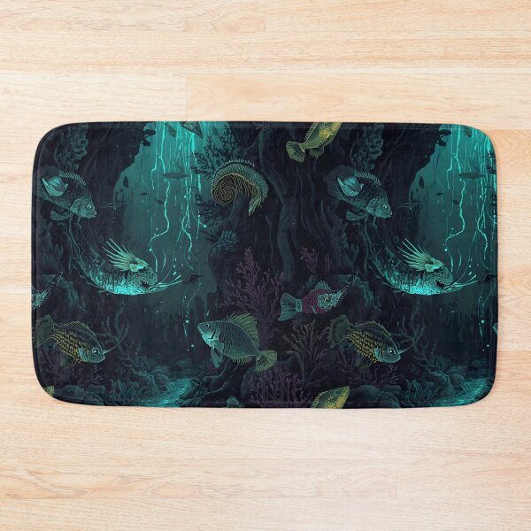 Item preview, Subterranean River of Light: Ethereal Deep Sea Cavern Pattern with Bioluminescent Fish designed and sold by MoonlitDoodles1.