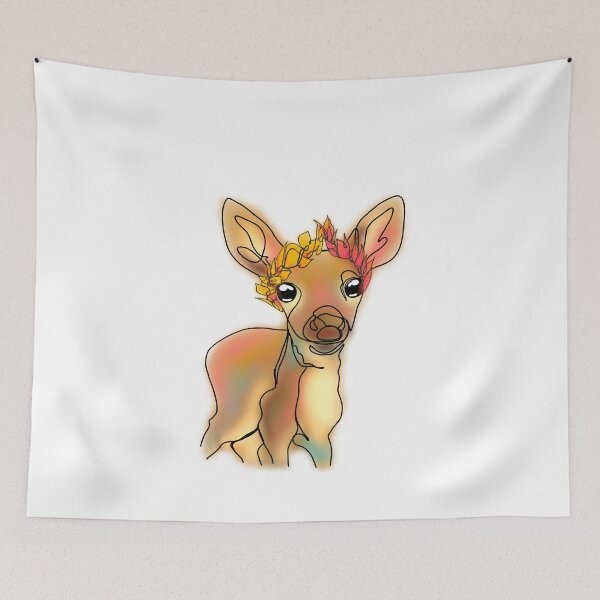 Item preview, Danielle the Autumn Deer Line Drawing with Fall Floral Crown - animalzinhats designed and sold by Ashley’sAnimalz.