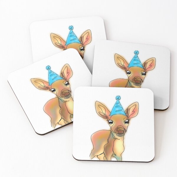 Item preview, Danielle the Festive Deer in a blue Party Hat – animalzinhats designed and sold by Ashley’sAnimalz.