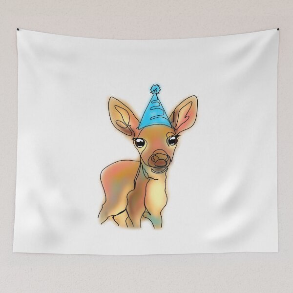 Item preview, Danielle the Festive Deer in a blue Party Hat – animalzinhats designed and sold by Ashley’sAnimalz.