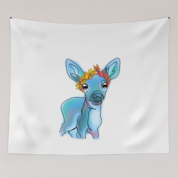 Item preview, Danielle the Chilly Autumn Deer Line Drawing with Fall Floral Crown - animalzinhats designed and sold by Ashley’sAnimalz.
