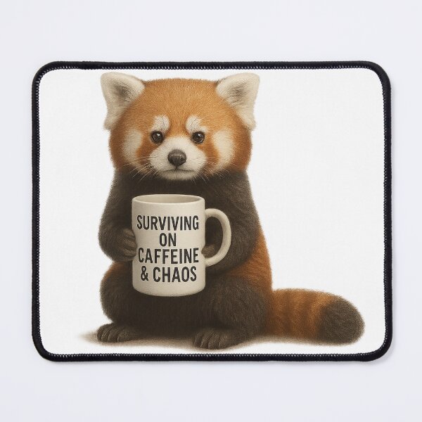 Item preview, Red Panda Surviving on Caffeine and Chaos designed and sold by thehaywirehoney.