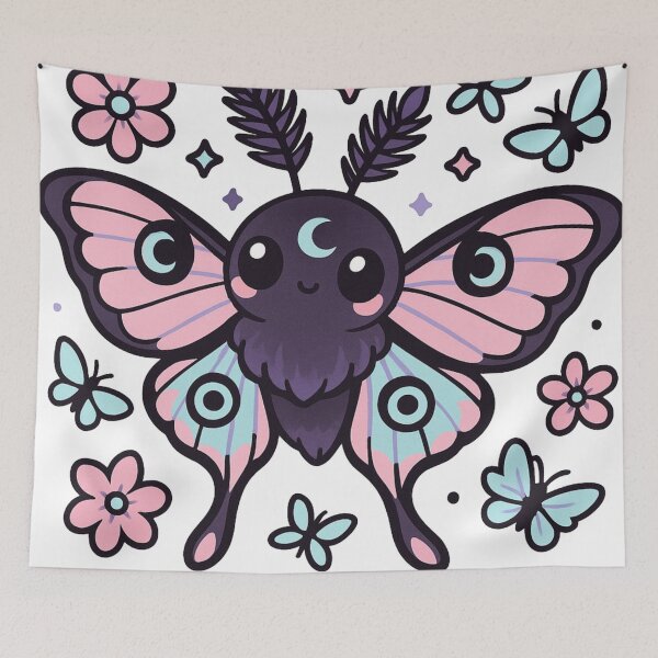 Item preview, Kawaii Pastel Luna Moth – Cute Butterfly and Flower Aesthetic Design designed and sold by dreamsagellc.