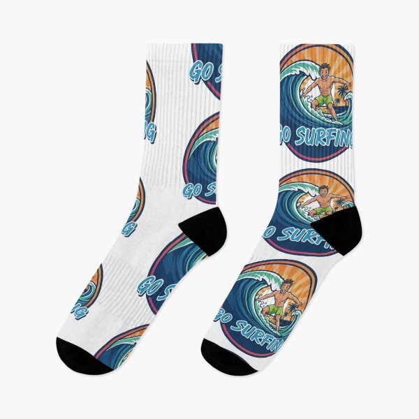Item preview, Go Surfing Illustration Cartoon Surfer Tropical Sunset designed and sold by DibuHumor.