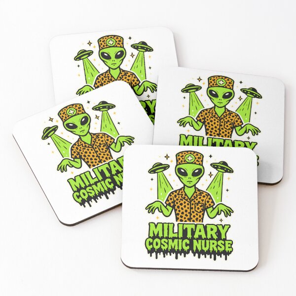 Item preview, Military Cosmic Nurse – Halloween Alien T-Shirt for Military Nurses – Spooky Gold Cheetah Neon Green Design designed and sold by ClinicalHubs.