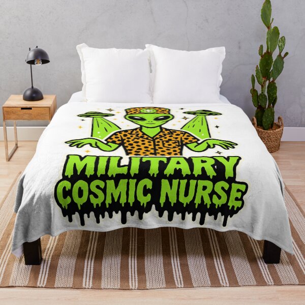 Item preview, Military Cosmic Nurse – Halloween Alien T-Shirt for Military Nurses – Spooky Gold Cheetah Neon Green Design designed and sold by ClinicalHubs.