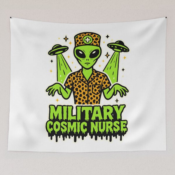 Item preview, Military Cosmic Nurse – Halloween Alien T-Shirt for Military Nurses – Spooky Gold Cheetah Neon Green Design designed and sold by ClinicalHubs.