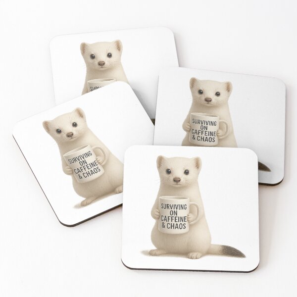 Item preview, Ermine Surviving on Caffeine and Chaos designed and sold by thehaywirehoney.