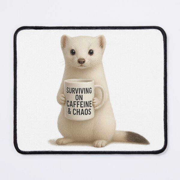 Item preview, Ermine Surviving on Caffeine and Chaos designed and sold by thehaywirehoney.