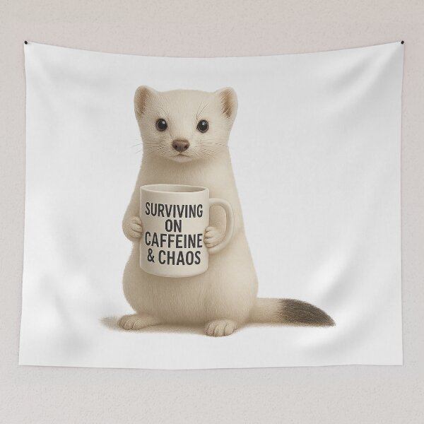 Item preview, Ermine Surviving on Caffeine and Chaos designed and sold by thehaywirehoney.