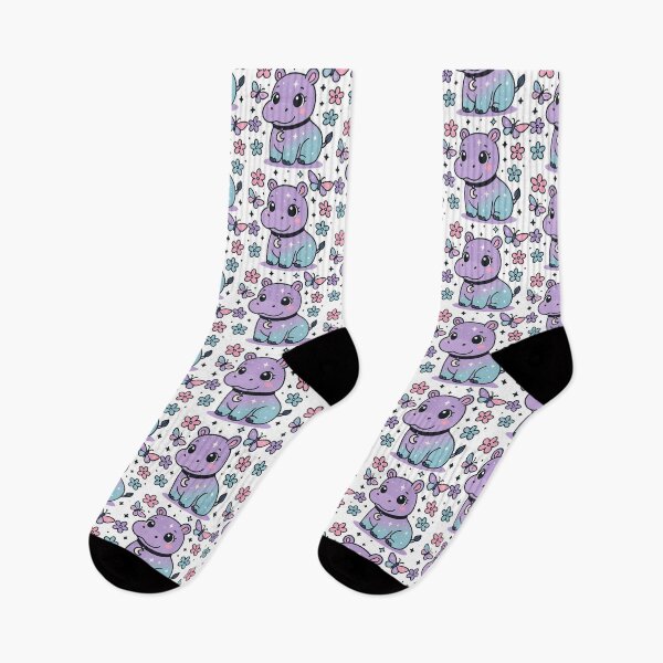 Item preview, Kawaii Pastel Hippo – Cute Butterfly and Flower Aesthetic Design designed and sold by dreamsagellc.