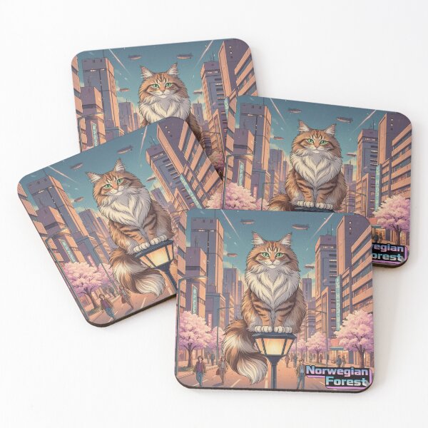 Item preview, Retro Anime Cat Cute Norwegian Forest Cat Breeds Design designed and sold by ANIMEX00.