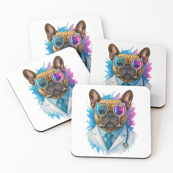 Item preview, French Bulldog Doctor Glow Art Print | Whimsical Medical Student Gift designed and sold by ClinicalHubs.