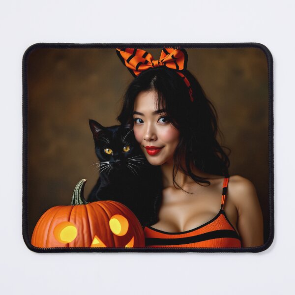 Item preview, halloween candy striper black cat carved pumpkin designed and sold by SmashingDeals.