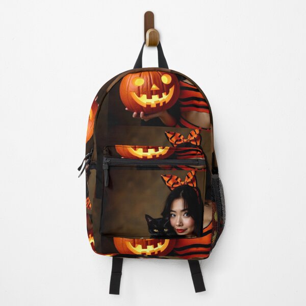 Item preview, halloween candy striper black cat carved pumpkin designed and sold by SmashingDeals.