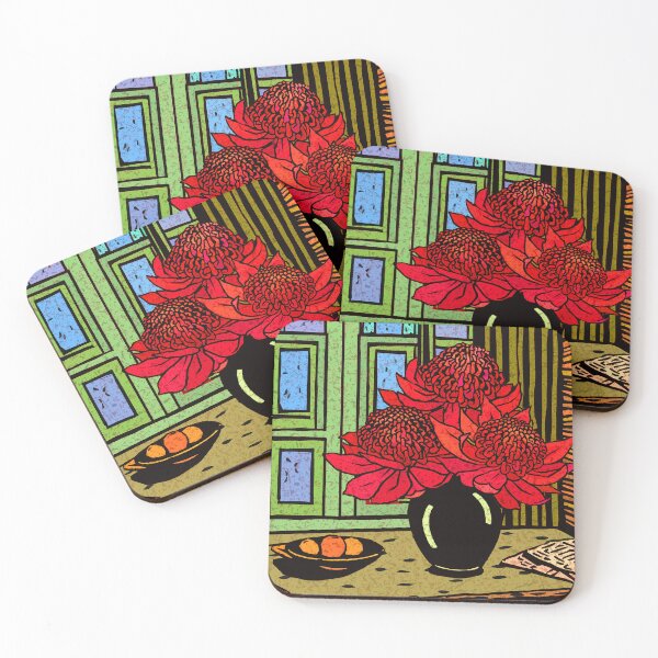 Item preview, Waratahs in a black vase designed and sold by printsisters.