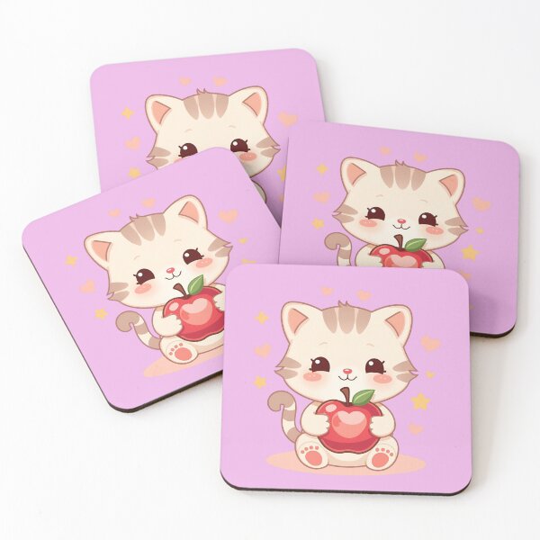 Item preview, Cute Little Kitten with Red Apple – Kawaii Art designed and sold by SweetRossel.