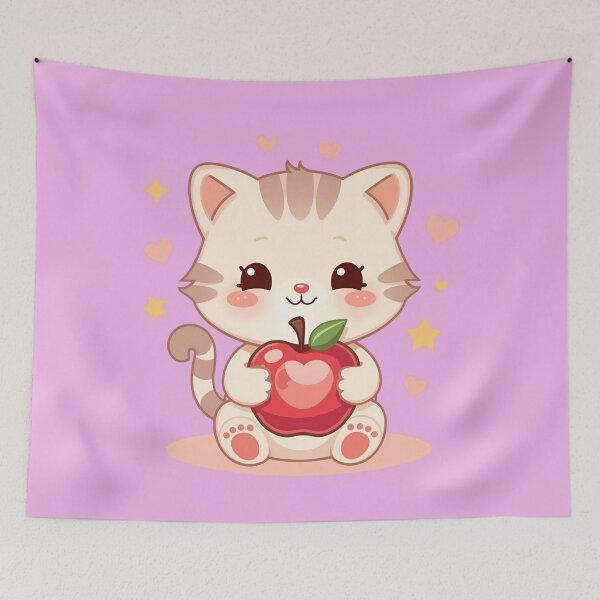 Item preview, Cute Little Kitten with Red Apple – Kawaii Art designed and sold by SweetRossel.