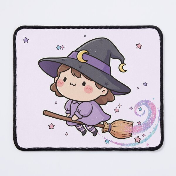 Item preview, Kawaii Chibi Witch Flying on a Broom designed and sold by EsenciaZen.