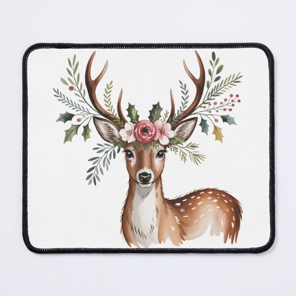 Item preview, Christmas Deer with Evergreens & Berries designed and sold by smilesupplyco..
