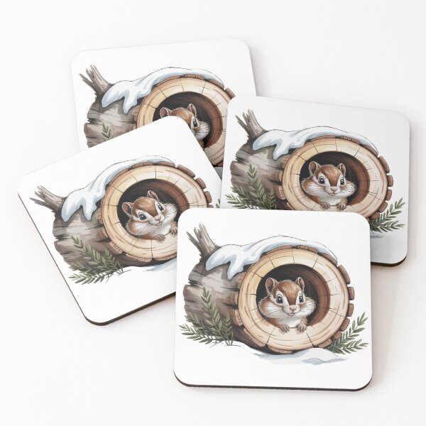 Item preview, Cute Winter Chipmunk in Snowy Log designed and sold by smilesupplyco..