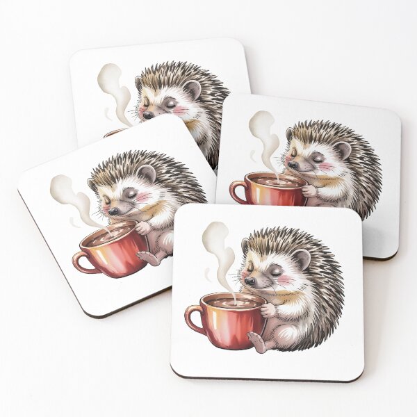 Item preview, Cozy Hedgehog Enjoying Morning Coffee designed and sold by smilesupplyco..