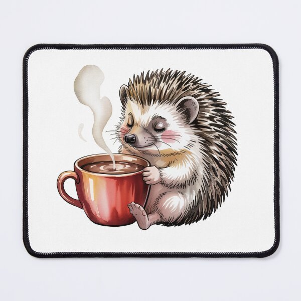 Item preview, Cozy Hedgehog Enjoying Morning Coffee designed and sold by smilesupplyco..