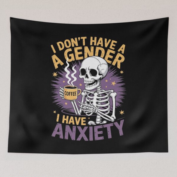 Item preview, I Don't Have A Gender I Have Anxiety Nonbinary Enby Skeleton designed and sold by AmparoBoyle.