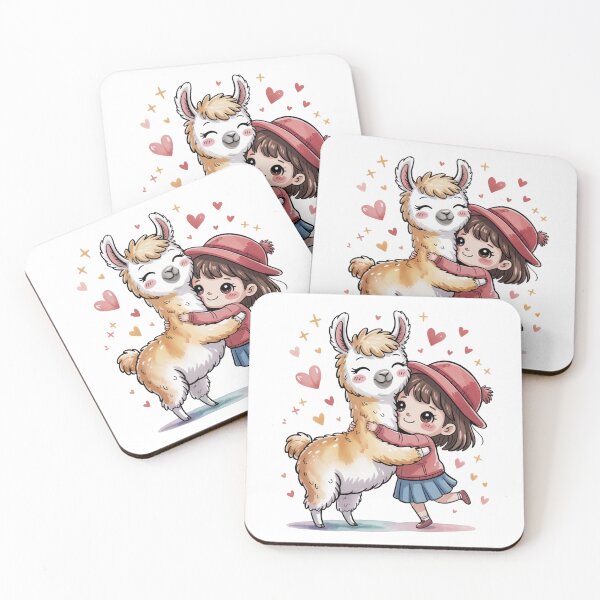 Item preview, Cute Christmas Girl and Llama Kawaii Illustration designed and sold by smilesupplyco..