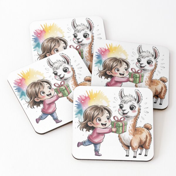 Item preview, Cute Winter Girl and Llama Christmas Illustration designed and sold by smilesupplyco..