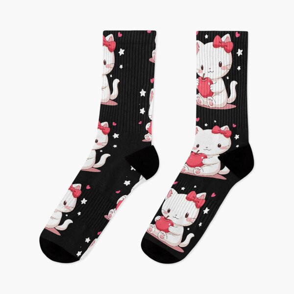 Item preview, Happy White Kitten Playing with Red Apple – Kawaii designed and sold by SweetRossel.