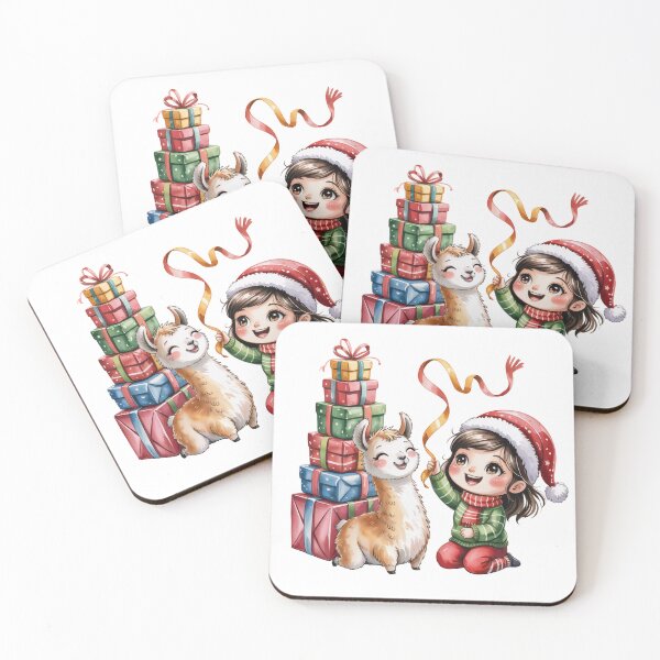 Item preview, Cute Winter Girl and Llama Christmas Illustration designed and sold by smilesupplyco..