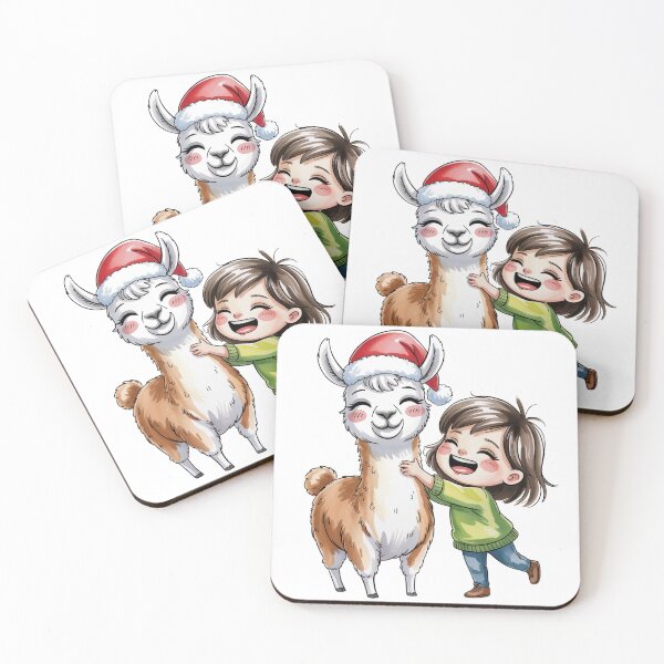 Item preview, Cute Winter Girl and Llama Christmas Illustration designed and sold by smilesupplyco..