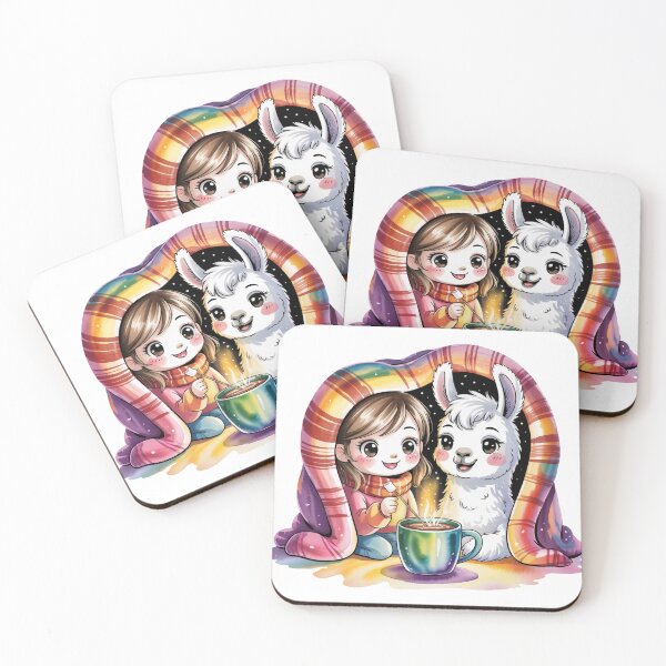 Item preview, Cute Winter Girl and Llama Christmas Illustration designed and sold by smilesupplyco..