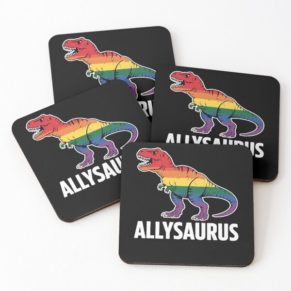 Item preview, Allysaurus dinosaur in rainbow flag for ally LGBT pride designed and sold by MinaReinger.