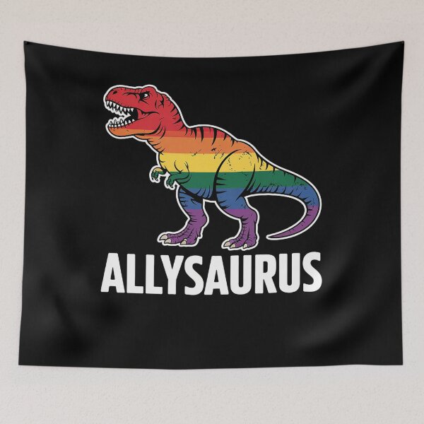 Item preview, Allysaurus dinosaur in rainbow flag for ally LGBT pride designed and sold by MinaReinger.