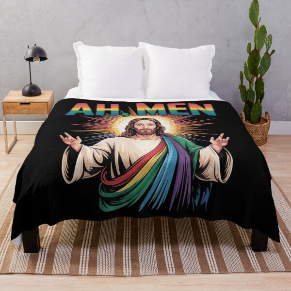 Item preview, Ah Men Funny LGBT Gay Pride Jesus Rainbow Flag Christian Short designed and sold by marcusry.