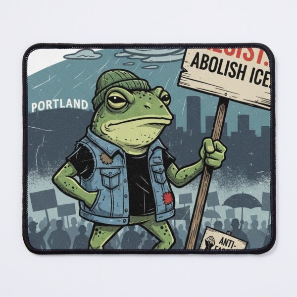 Item preview, Portland Frog Resist: Denim Vest Activist Protest Design  designed and sold by wilnickvisuals.