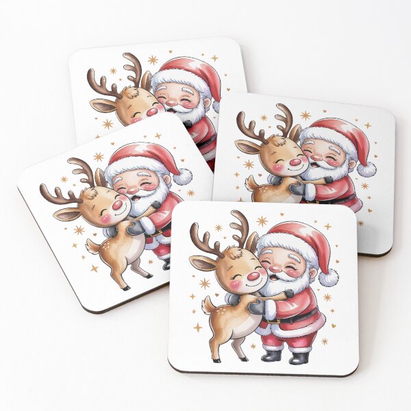 Item preview, Cute Santa and Reindeer Christmas Hug designed and sold by smilesupplyco..