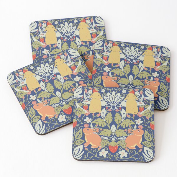 Item preview, Strawberry thief Bunnies pattern inspired by William Morris designed and sold by tayaan.
