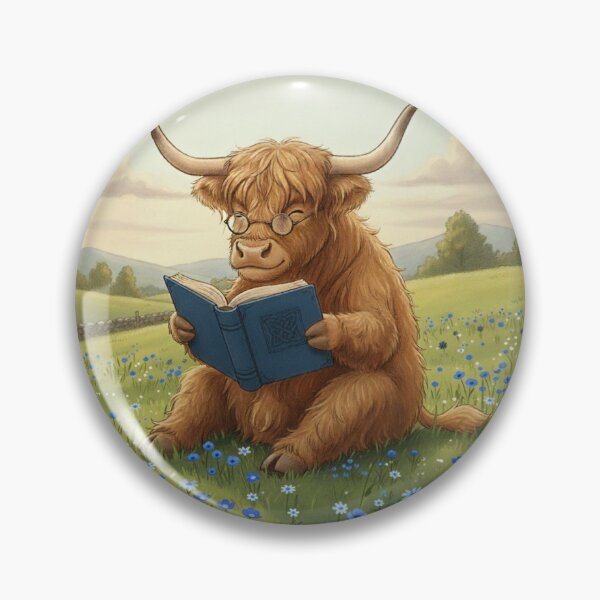 Item preview, Highland cow reading a book designed and sold by CleverAllShop.