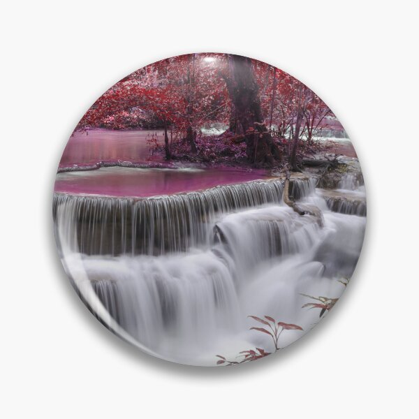 Item preview, Dreamfall Cascade in a Crimson Forest – Surreal Nature Art designed and sold by Williams Anderson.